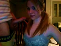Amateur Pigtailed Blonde Teen Gives Blowjob On Webcam
