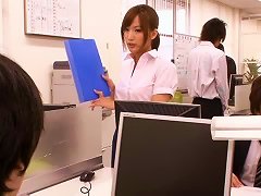Cute Asian Office Babe Takes A Todger To The Twat